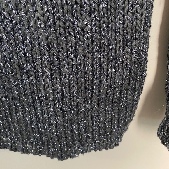 RW & Co. Women's Metallic Charcoal Long Sleeve Knit Sweater Size XS Roll-tabs - Picture 4 of 13
